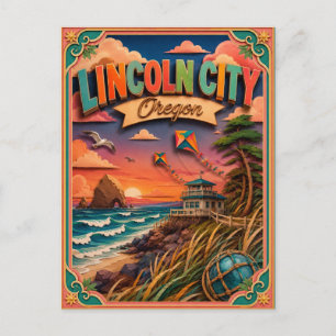 PopCut Staaten Lincoln City Oregon Papierkunst Postkarte