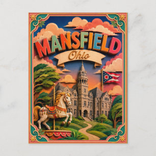 PopCut Staaten Mansfield Ohio Papierkunst Postkarte