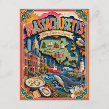 PopCut Staaten Massachusetts Farbige 3D-Papierkuns