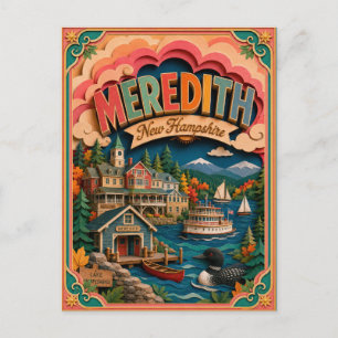 PopCut-Staaten Meredith New Hampshire Papierkunst Postkarte