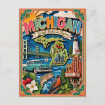 PopCut Staaten Michigan Farbige 3D-Papierkunst