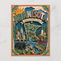 PopCut Staaten Minnesota Farbige 3D-Papierkunst