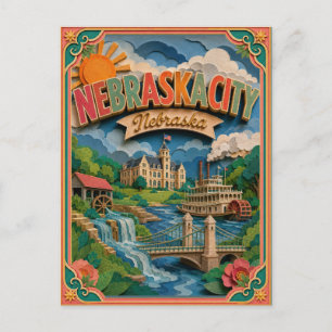 PopCut Staaten Nebraska City Nebraska Papierkunst Postkarte
