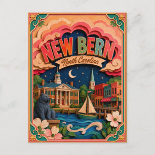 PopCut Staaten New Bern North Carolina Papierkunst Postkarte