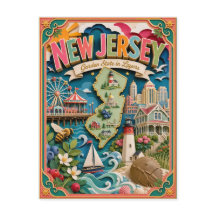 PopCut Staaten New Jersey Farbige 3D-Papierkunst