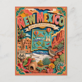 PopCut Staaten New Mexico Farbige 3D-Papierkunst Postkarte