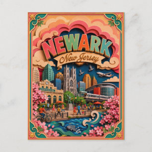 PopCut Staaten Newark New Jersey Papierkunst Postkarte