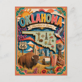 PopCut Staaten Oklahoma Farbige 3D-Papierkunst Postkarte