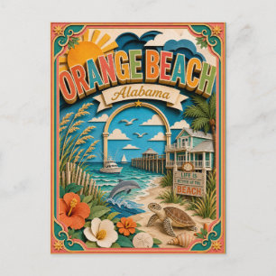 PopCut Staaten Orange Beach Alabama Papierkunst Postkarte