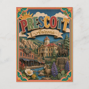 PopCut Staaten Prescott Arizona Papierkunst Postkarte