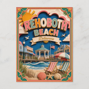 PopCut Staaten Rehoboth Beach Delaware Papierkunst Postkarte