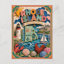 PopCut Staaten Rhode Island Farbige 3D-Papierkunst