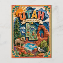 PopCut Staaten Utah Farbige 3D-Papierkunst
