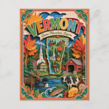 PopCut Staaten Vermont Farbige 3D-Papierkunst