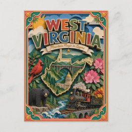PopCut Staaten West Virginia Farbige 3D-Papierkuns Postkarte