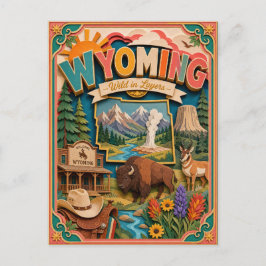 PopCut Staaten Wyoming Farbige 3D-Papierkunst Postkarte