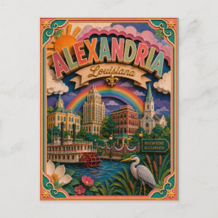 PopCut States Alexandria Louisiana Papierkunst Postkarte