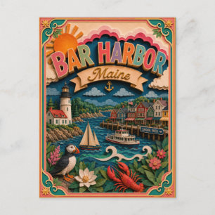 PopCut States Bar Harbor Maine Papierkunst Postkarte