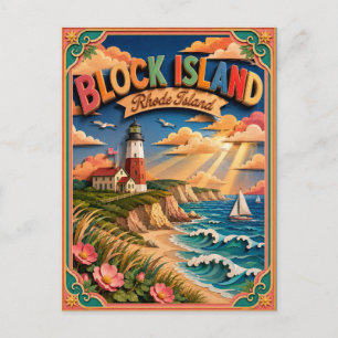 PopCut States Block Island Rhode Island Papierkuns Postkarte