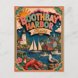 PopCut States Boothbay Harbor Maine Papierkunst Postkarte