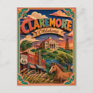 PopCut States Claremore Oklahoma Papierkunst Postkarte