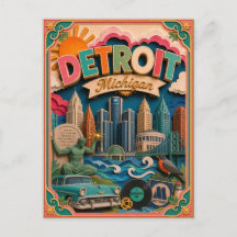 PopCut States Detroit Michigan Papierkunst