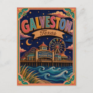 PopCut States Galveston Texas Papierkunst Postkarte