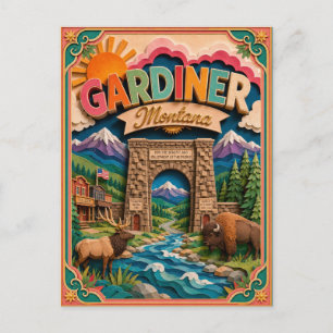 PopCut States Gardiner Montana Papierkunst Postkarte