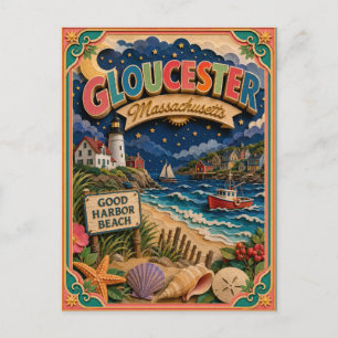 PopCut States Gloucester Massachusetts Papierkunst Postkarte