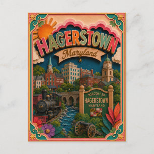 PopCut States Hagerstown Maryland Papierkunst Postkarte