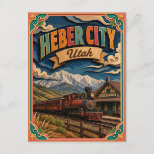 PopCut States Heber City Utah Papierkunst Postkarte