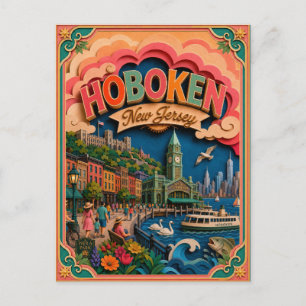 PopCut States Hoboken New Jersey Papierkunst Postkarte