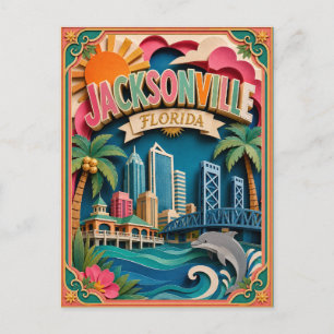 PopCut States Jacksonville Florida Papierkunst Postkarte