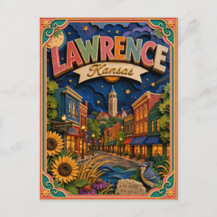 PopCut States Lawrence Kansas Papierkunst Postkarte