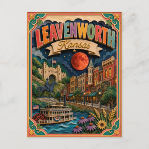 PopCut States Leavenworth Kansas Papierkunst Postkarte