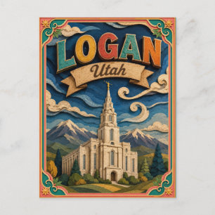 PopCut States Logan Utah Papierkunst Postkarte