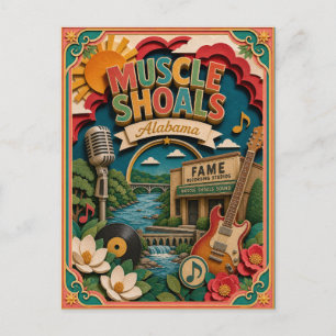 PopCut States Muscle Shoals Alabama Papierkunst Postkarte