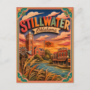 PopCut States Stillwater Oklahoma Papierkunst Postkarte