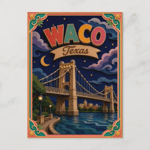 PopCut States Waco Texas Papierkunst Postkarte