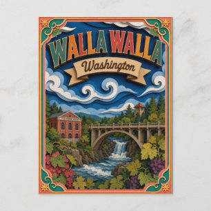 PopCut States Walla Walla Washington Papierkunst Postkarte