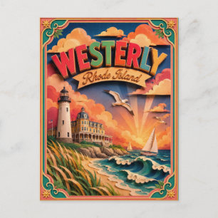 PopCut States Westerly Rhode Island Papierkunst Postkarte