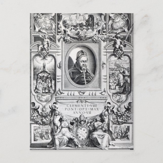 Pope Clement VIII., umgeben Postkarte (Vorderseite)