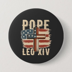 Pope Leo XIV Christlich Church Da Pope USA Flag Button