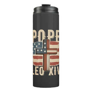 Pope Leo XIV Christlich Church Da Pope USA Flag Thermosbecher