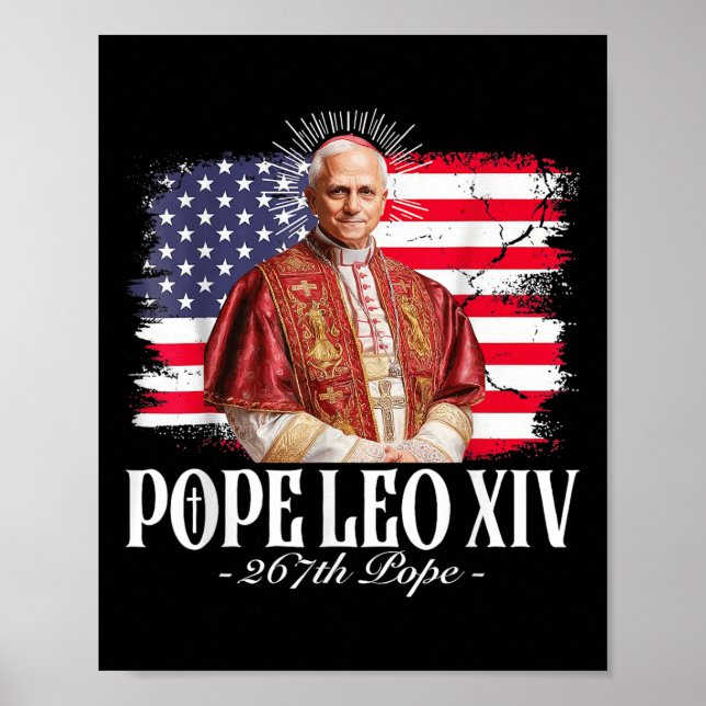 Pope Leo Xiv Robert American Flag Poster (Vorne)