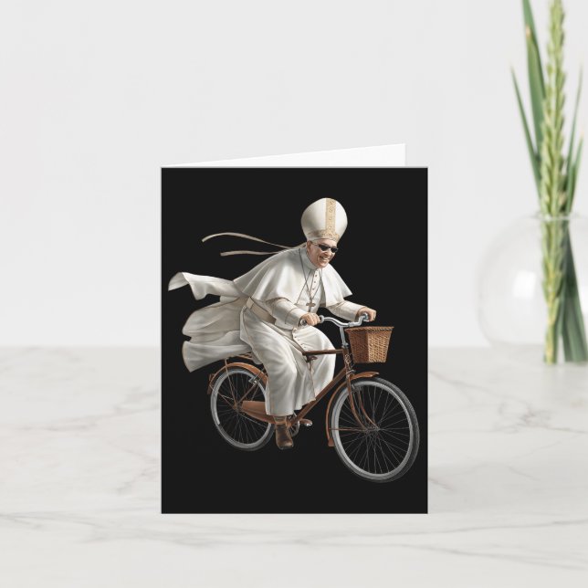 Pope Riding Bike Bicycle Katholische Kirche Bibel  Karte (Vorderseite)