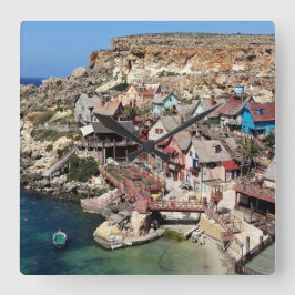 Popeye Village Malta Quadratische Wanduhr