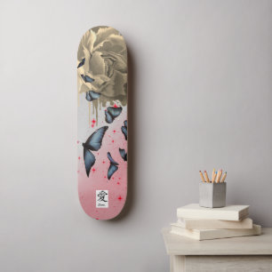 POPIES DE SKATEBOARD ET BOUTEILLES BLEUES
