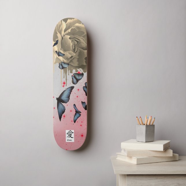 POPIES DE SKATEBOARD ET BOUTEILLES BLEUES (Art mural)
