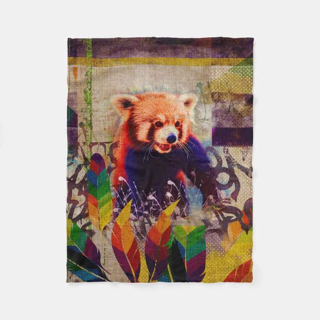 Popkunstzusammensetzung des roten Pandas abstrakte Fleecedecke (Vorderseite)